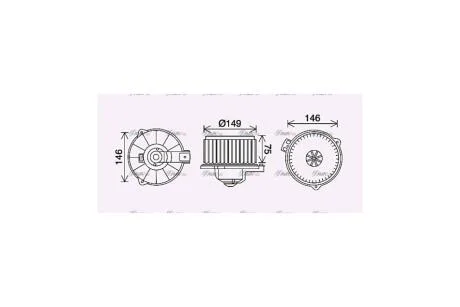Вентилятор отопителя салона Toyota Corolla (00-) 1.3i 1.4i 1.6i 1.8i (TO8735) AVA AVA COOLING 'TO8735