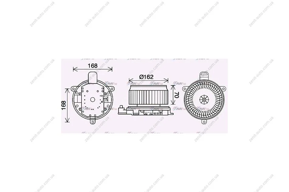 Вентилятор отопителя салона Toyota Land Cruiser 200 4.5TD, 4.6i, 4.7i (07-) (TO8740) AVA AVA COOLING 'TO8740 (фото 1)