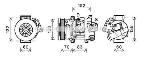 Компресор кондиціонера Toyota Auris (09-), Avensis (09-), Corolla (07-) AVA AVA COOLING 'TOAK627