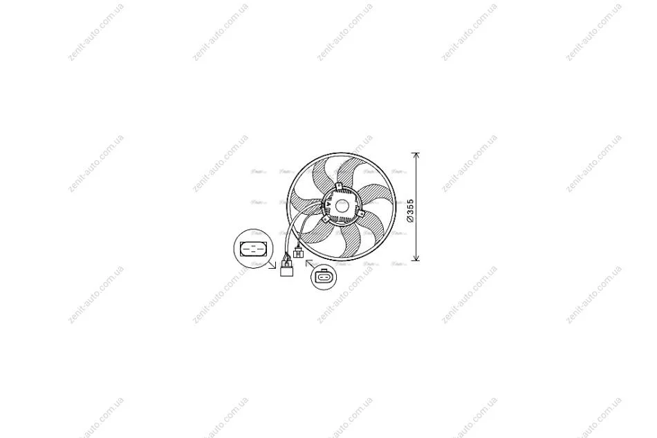 Вентилятор радиатора охлаждения двигателя Skoda Octavia II AC+ 04>12 AVA AVA COOLING VN7534 (фото 1)