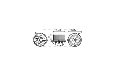 Вентилятор обігрівача салону Skoda Octavia II 04>, Superb II 08> manual AC AVA AVA COOLING VN8342