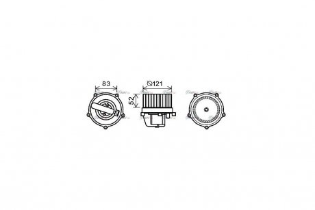 Вентилятор отопителя салона VW T4 AC+ front+rear AVA COOLING 'VN8345