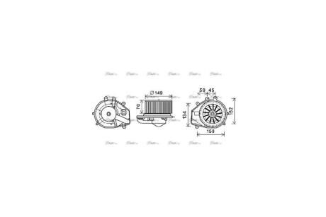 Вентилятор отопителя салона Skoda Superb (01-08), VW Passat B5 (96-05), Audi A4 (96-01) AC+ AVA AVA COOLING 'VN8352