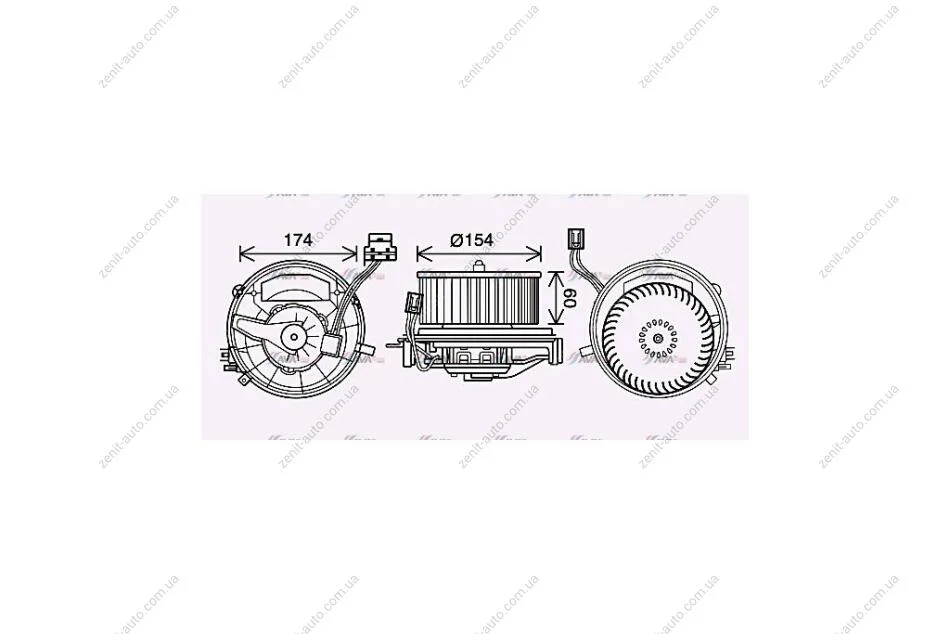 Вентилятор обігрівача салону VW Golf VII (13-) 1.4TSi 1.2TSi 2.0TDi 1.6TDi 1.6i (VN8399) AVA AVA COOLING 'VN8399 (фото 1)