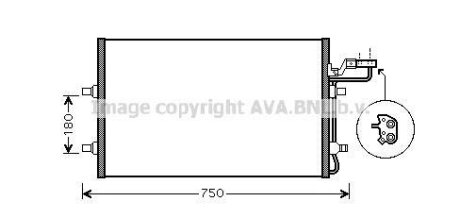 Радіатор кондиціонера Volvo C30 (07-), С70 II (06-), S40 II (03-), V50 (03-) AVA AVA COOLING 'VO5149