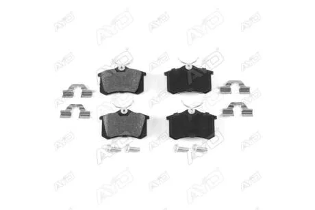 Колодки тормозные задние (с прижимными пластинами, болтами) AUDI A4 B6, A6 C5, SKODA FABIA (-08) PREMIUM AYD 11-60100A
