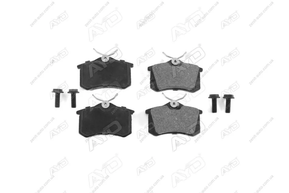 Колодки тормозные задние (с болтами) Audi A4 B6, A6 C5, Citroen C2, C3, C4, Skoda Fabia (-08), VW Passat B3, B4, B6 PREMIUM (1160100D) AYD '1160100D (фото 1)