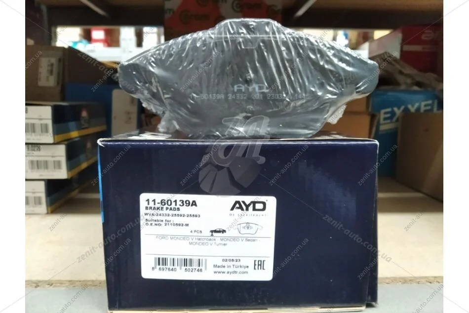 Колодки тормозные передн CITROEN C5 (RW) (08-), PEUGEOT 407 (6D) (08-), 508 (10-), AYD 11-60139A (фото 1)