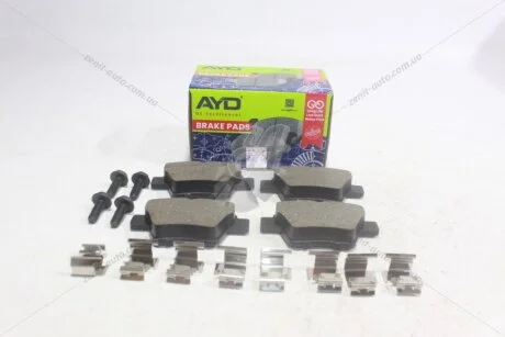Колодки тормозные задние (с болтами, прижимными элементами) Citroen C4 (04-), Peugeot 307 (-13) PREMIUM (1160270C) AYD '1160270C