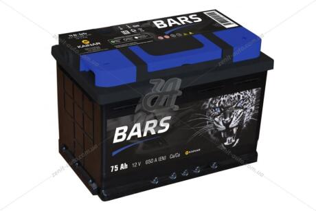 АКБ 6СТ-75 R+ (пт 650) BARS '075270