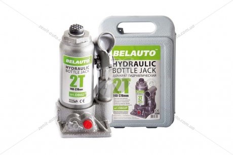 Домкрат гидравлический бутылочный 2 т (пластиковый бокс) BELAUTO 'DB02P (фото 1)