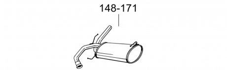 Глушник алюмінізована сталь, задня частина FIAT SEDICI 1.6i (10/05-) APV BOSAL 148-171