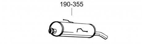 Глушитель алюминизированная cталь, задняя часть PEUGEOT 206 1.1i (09/98-03/03) / 1.4i (09/98-01) / 1.6i (09/98-00) HTB BOSAL 190-355