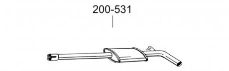 Глушитель алюминизированная cталь, средняя часть RENAULT MODUS 1.2i -16V, 1.4i -16V, 1.5 dCi 80/85 (04-) BOSAL 200-531