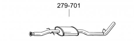 Глушитель алюминизированная cталь, средняя часть RENAULT KANGOO 1.9 dTi (99-03) BOSAL 279-701 (фото 1)