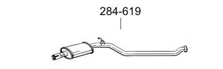 Глушитель алюминизированная cталь, средняя часть PEUGEOT 206 2.0i GT -16V (99-01) BOSAL 284-619