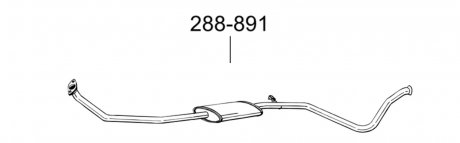 Глушитель алюминизированная cталь, средняя часть PEUGEOT 306 1.4i, 1.6i (01-02) HTB BOSAL 288-891
