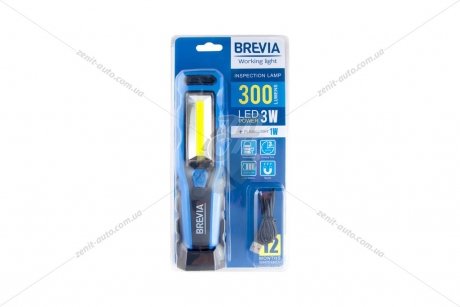 Ліхтарик інспекційний LED 3W COB+1W LED 300lm, 2000mAh, microUSB, блістер BREVIA 11320