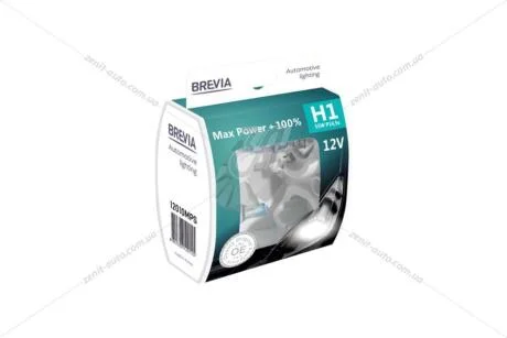 Лампа галогенна H1 12V 55W P14,5s +100% 3700K Max Power EXTRA LIGHT (к-т 2шт) Brevia BREVIA 12010MPS