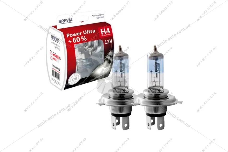 Лампа галогенна H4 12V 60/55W P43t +60% 3400K EXTRA LIGHT (к-т 2шт) Brevia BREVIA 12040PUS (фото 1)