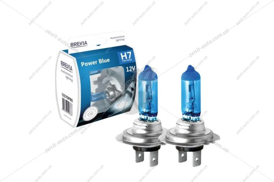Лампа галогенная H7 12V 55W PX26d Power Blue 4200K EXTRA LIGHT (к-т 2шт) Brevia BREVIA 12070PBS (фото 1)
