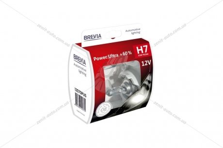 Лампа галогенна H7 12V 55W PX26d +60% 3400K EXTRA LIGHT (к-т 2шт) BREVIA 12070PUS