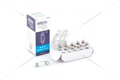 Лампа розжарювання 12V C5W T11x37 SV8.5 (освещение салона,номерного знака) (кратно 10) Brevia BREVIA 12314C