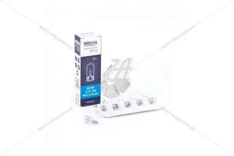 Лампа накаливания 12V W1,2W 1,2W W2x4,6d б/цоколя (панель приборов,микрушка) (кратно 10) Brevia BREVIA 12325C