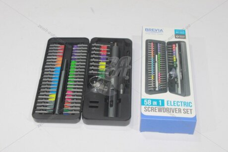 Викрутка електро з насадками 58 в1 преміум кейс BREVIA '55058EPC