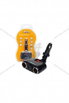 Прикуриватель-тройник+USB CarLife CS301