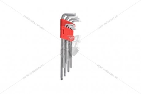 Набор ключей Г-образных торцевых с отверстием (к-т 9шт Т10-Т50) CR-V матовые длинные CarLife WR2113