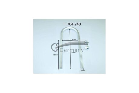 U-Болт ресори (стрем’янка 240x83 M14) Ford Ranger ER/EQ (98-), ET (06-)/Toyota Hilux (97-), Hilux (05-) (99.704.240) CS Germany '99704240