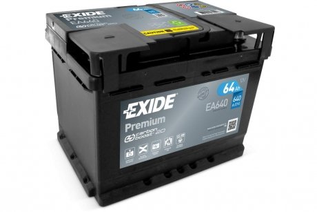 АКБ 6СТ-64 R+ (пт640) (необслуж) Premium EXIDE EA640