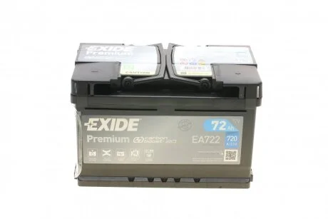 АКБ 6СТ-72 R+ (пт720) (необслуг) (низький) Premium Exide EXIDE EA722
