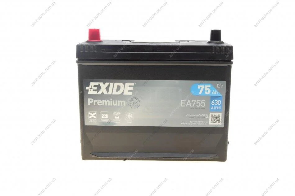 АКБ 6СТ-75 L+ (пт630) (необслуж) Asia Premium Exide EXIDE EA755 (фото 1)