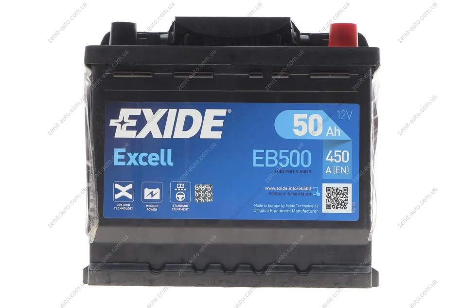 АКБ 6СТ-50 R+ (пт450) (необслуж) EXCELL Exide EXIDE EB500 (фото 1)