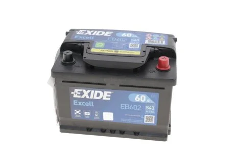 АКБ 6СТ-60 R+ (пт540) (необслуг)(низький) EXCELL Exide EXIDE EB602