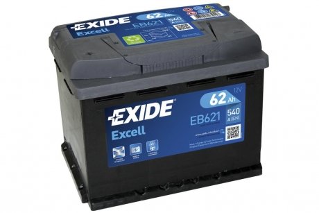 АКБ 6СТ-62 L+ (пт540) (необслуж) EXCELL EXIDE EB621