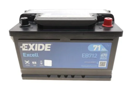 АКБ 6СТ-71 R+ (пт670) (необслуг) (низький) EXCELL Exide EXIDE EB712