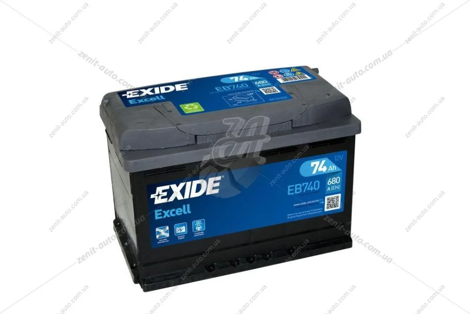 АКБ 6СТ-74 R+ (пт680) (необслуж) EXCELL Exide EXIDE EB740 (фото 1)