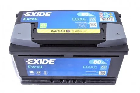 АКБ 6СТ-80 R+ (пт700) (необслуг)(315х175х175) EXCELL Exide EXIDE EB802