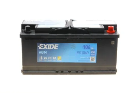 АКБ 6СТ-106 R+ (пт950) (необслуж)(392х175х190) AGM Exide (Start/Stop) EXIDE EK1060