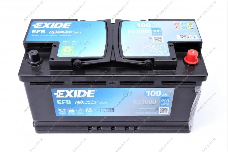 АКБ 6СТ-100 R+ (пт900) (необслуг) EFB Exide (Start/Stop) EXIDE EL1000 (фото 1)