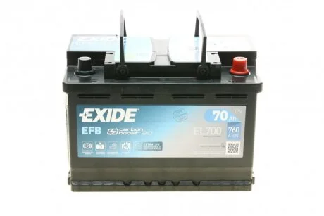 АКБ 6СТ-70 R+ (пт760) (необслуг) EFB (Start/Stop) EXIDE EL700
