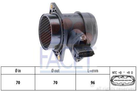 Витратомір повітря (MAF) Honda Civic VII (02-)/Fiat Stilo (03-) (10.1031) FACET '101031