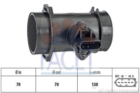 Расходомер воздуха (MAF) Mercedes-Benz C, E, Sprinter, Vito (93-)/SsangYong Korando 2.0-2.3Tdi (10.1442) FACET '101442 (фото 1)