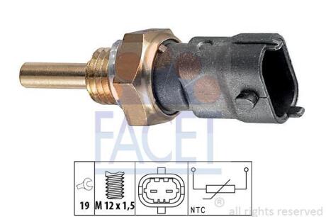 Датчик температуры Jeep Renegade, Cherokee 1.6D-2.0D (14-)/Opel Astra F, G, Vectra B 1.8-2.0 16V (98-) (7.3264) FACET '73264