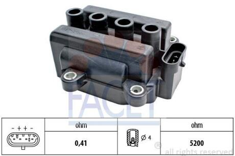 Катушка зажигания Renault Logan (05-), Clio (01-) 1.0i, 1.2 16V (9.6418) FACET '96418