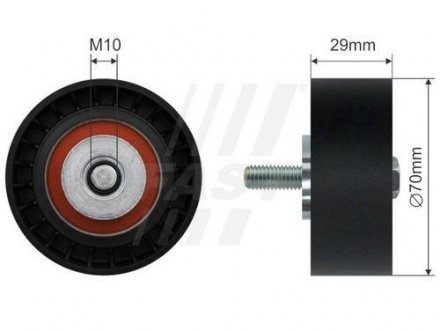 Ролик ремня генератора направляючий Fiat Ducato / Iveco Daily 2.3-3.0 JTD/MJET (99-)(06-)(11-) (паразитний) (70х29) FAST FT44575 (фото 1)