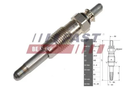 Свічка розжарювання Fiat Ducato (94-) 1.9TD (FT82710) Fast FAST 'FT82710